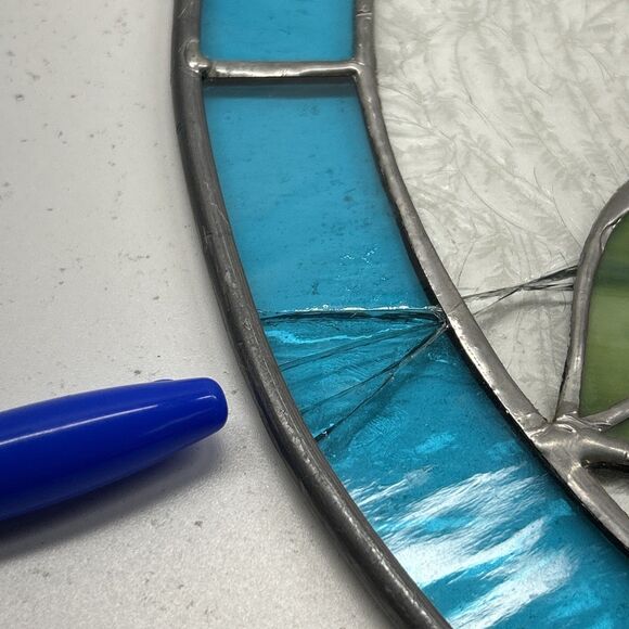 13” Diameter Stained Glass Hummingbird With Flower - Sun Catcher ‼️Read DESC‼️
